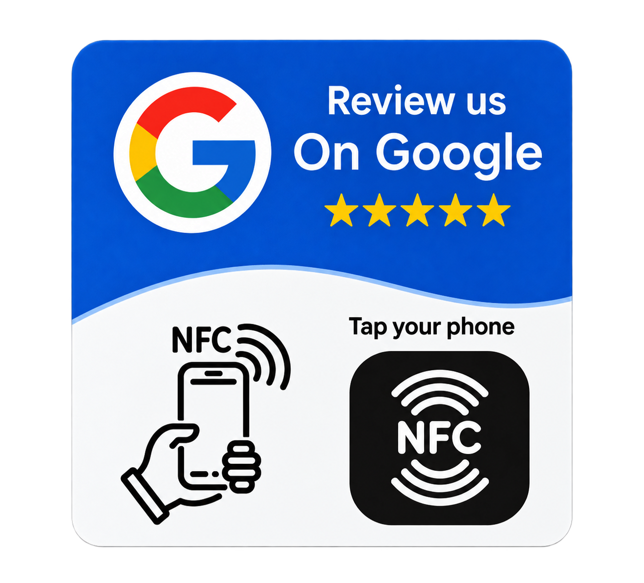 Blauer Google NFC-Bewertungskleber